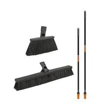 SWOPT 24” Push Broom, Angle Broom + 48” and 60" Steel Handles, Stand