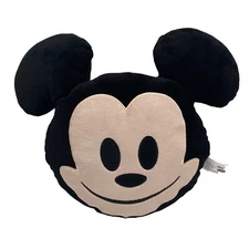 Disney Just play Emoji Mickey Mouse Head Pillow Plush Stuffed Toy Black 12x15