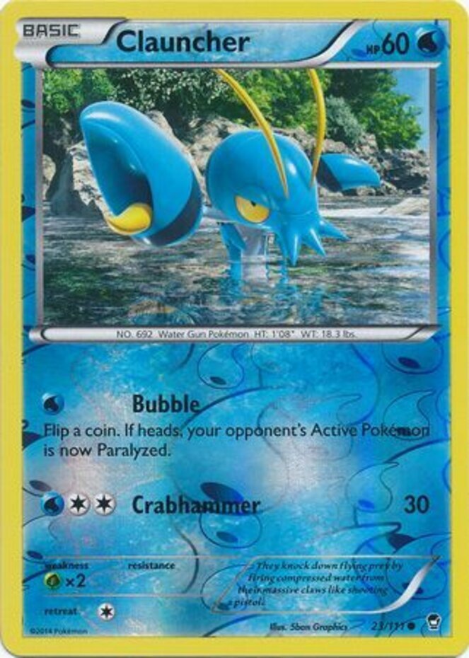 Pokemon - Clauncher - 23/111 - Common - Reverse Holo - XY - Furious Fists - NM