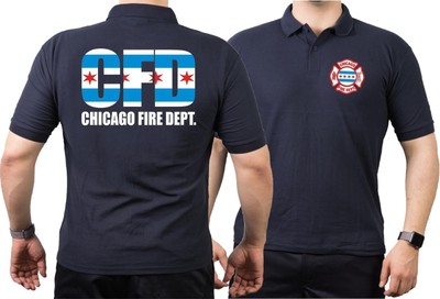 CHICAGO FIRE Dept. City flag, navy Polo