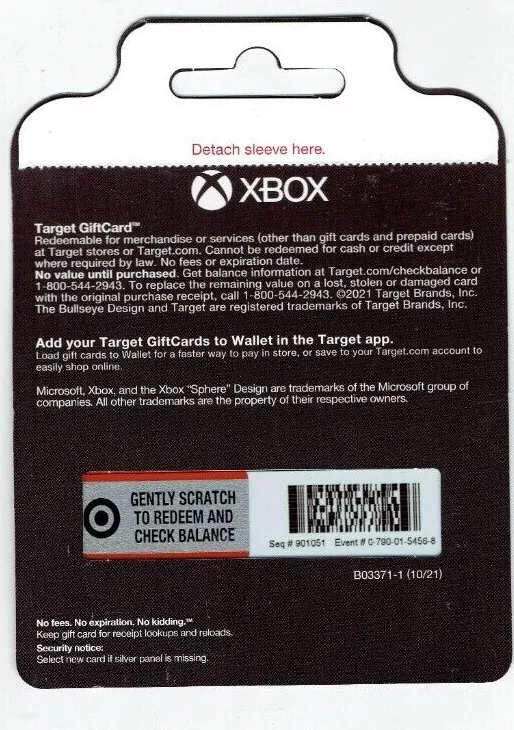 Target Gift Card - XBOX - Die-Cut Game Controller - 2021 - No Value - On  Backing