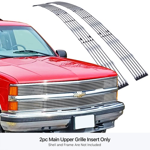 Inserto De Parrilla Billet Negro Para Chevy Blazer/Tahoe/Suburban 1994-1999 - Acero Inoxidable, 2 Piezas