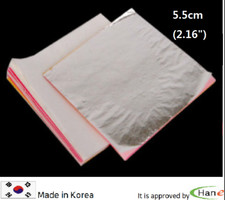 KR Pure Genuine 99.9 Silver Leaf Paper Sheet Art Craft Decoration Gliding 2.16"