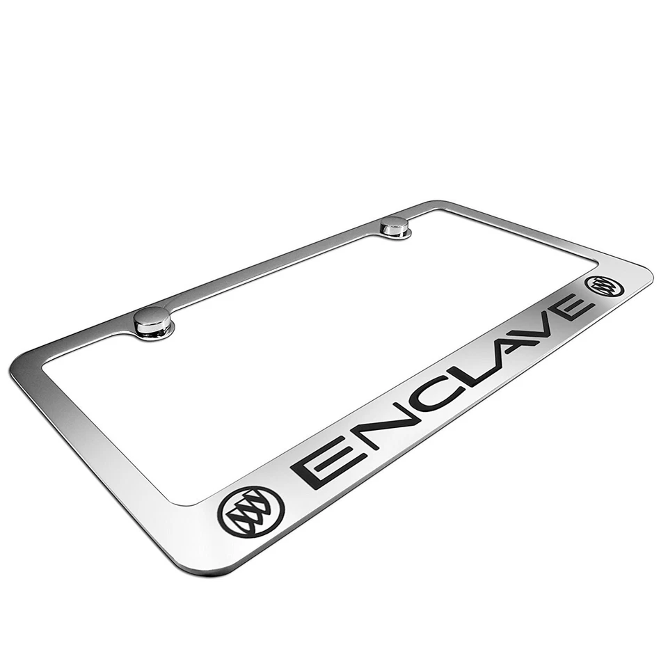 Buick Enclave Dual Logos Chrome Metal License Plate Frame - Image 2 of 3