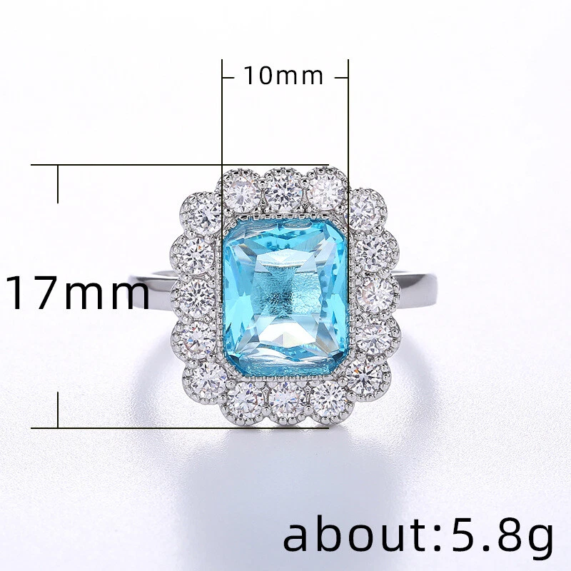 Anillo retro azul AAA cúbico circonita cúbica relleno de oro blanco regalo de cumpleaños para mujer talla 6-10 Foto 4 de 4