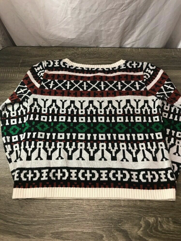 Wet Seal Aztec Tribal Crop Sweater Brick Red Green White Black Med Knit M  Bin21 | eBay