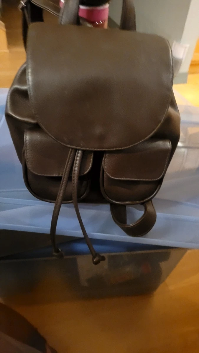 Wild Fable Women s teens Mini Drawstring faux leather Brown Backpack purse