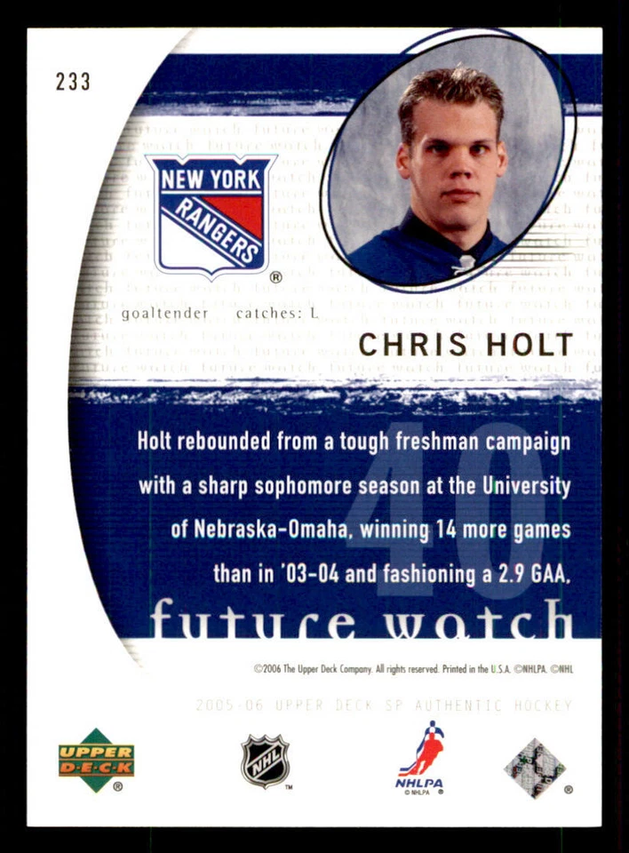 2005-06 SP Authentic #233 Chris Holt RC /1999 (ref 240223) - Image 2 of 2