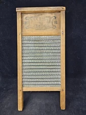 Antique Busy Bee #16 Wood And Metal Washboard, 18 x 8.5 inches, 2 Sided