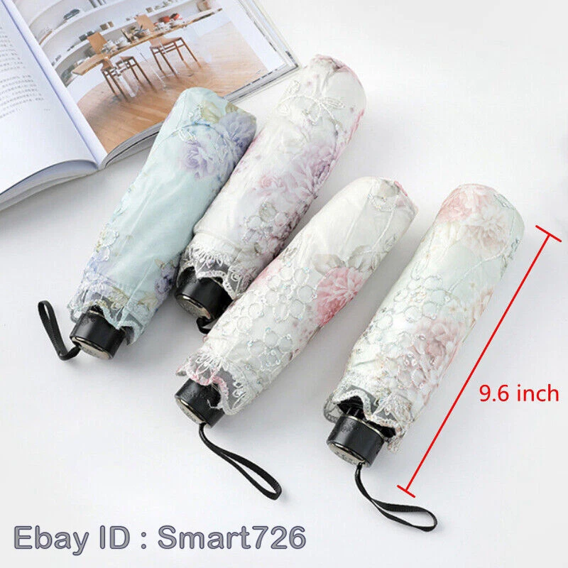 Цветок кружева зонт анти-УФ водонепроницаемый 3 складной вышивка зонтик свадьбы выпускного - Изображение 4 из 4