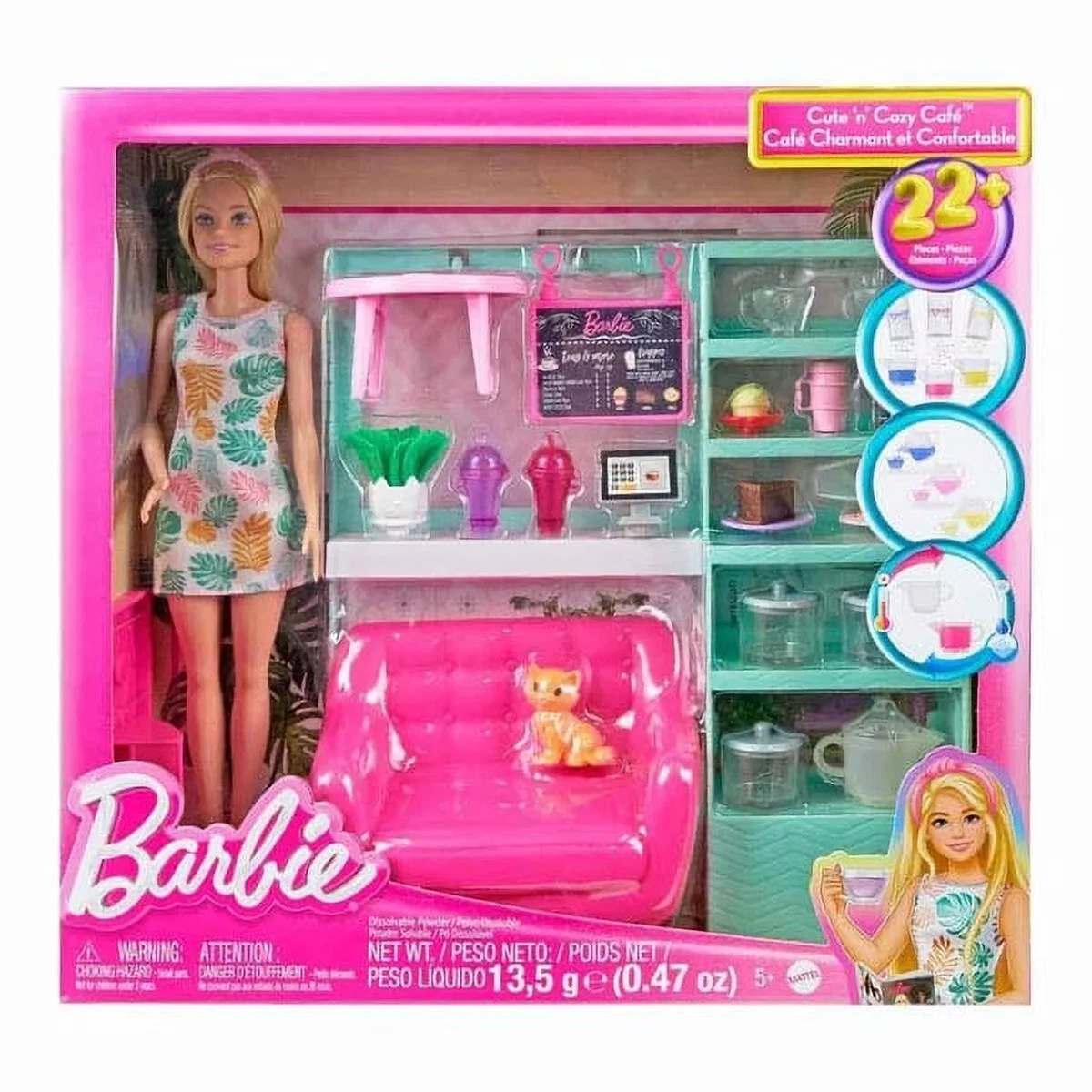 Barbie-Joli Café Cozy-Coffret poupée et 21 accessoires