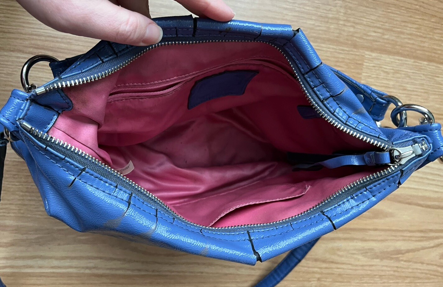 Coach F23401 Daisy Liquid Gloss Pocket Periwinkle Blue Leather Hobo Handbag thumbnail 9