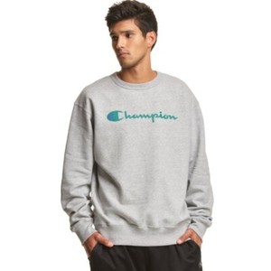 Champion Men's Fleece Sweatshirt Powerblend Long Sleeve Crew Neck Script Logo - Click1Get2 Offers