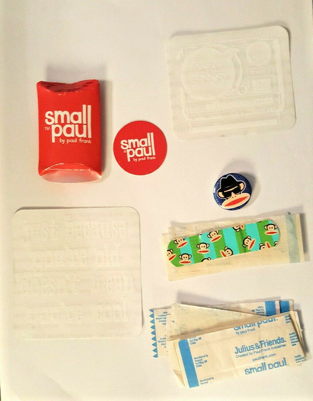 PAUL FRANK / SMALL PAUL Promo Items Lot STICKERS PINBACK BANDAGES Earplugs RARE