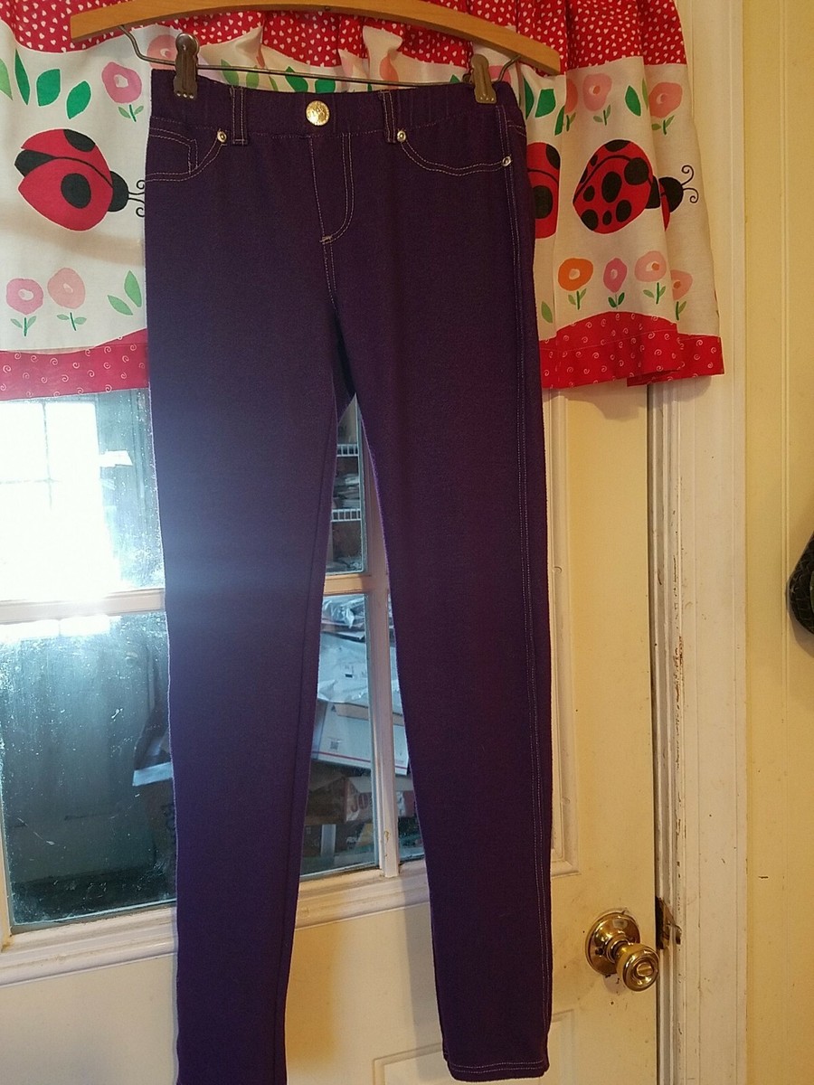 GIRLS OMG HONEY BUN PURPLE STRETCH WHITE STITCH LEGGING PANTS XL