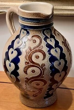 Haudarbeit Salzglasur Stoneware 2L Pitcher, Goebel, Merkelbach Manufaktur, 1993