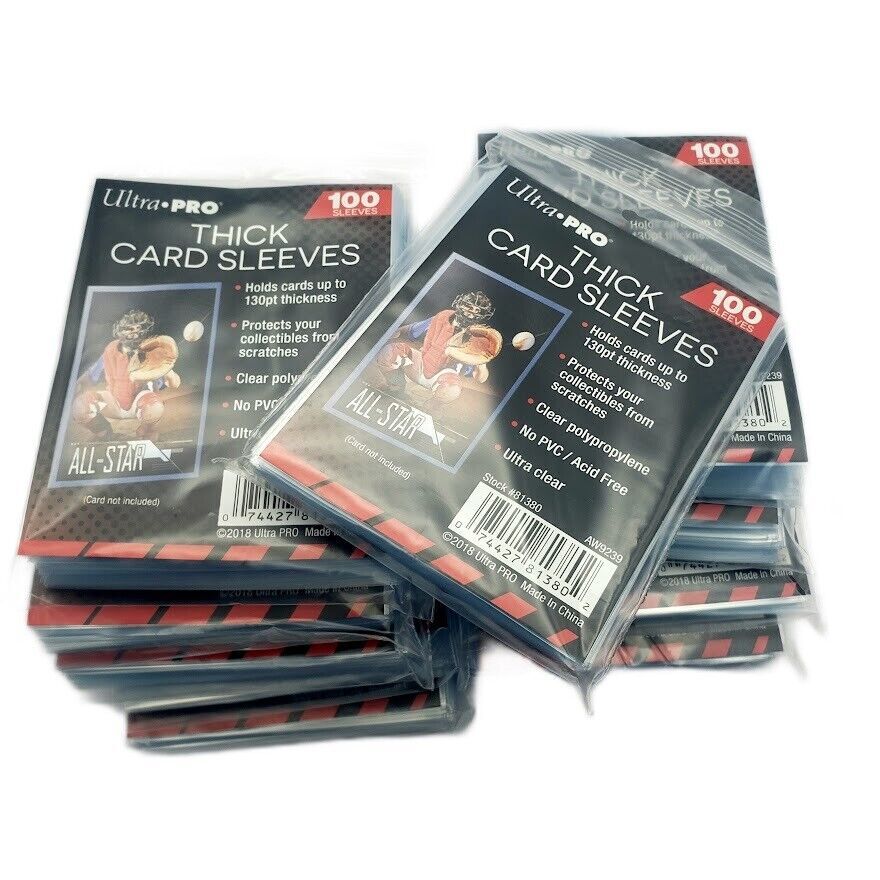 Ultra Pro Clear Thick Trading Card Sleeves - Protect Cards Up To 130pt, 100-1000 Count