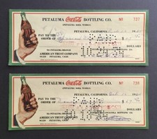 2 Coca Cola Checks - Sequential Order (737,73...