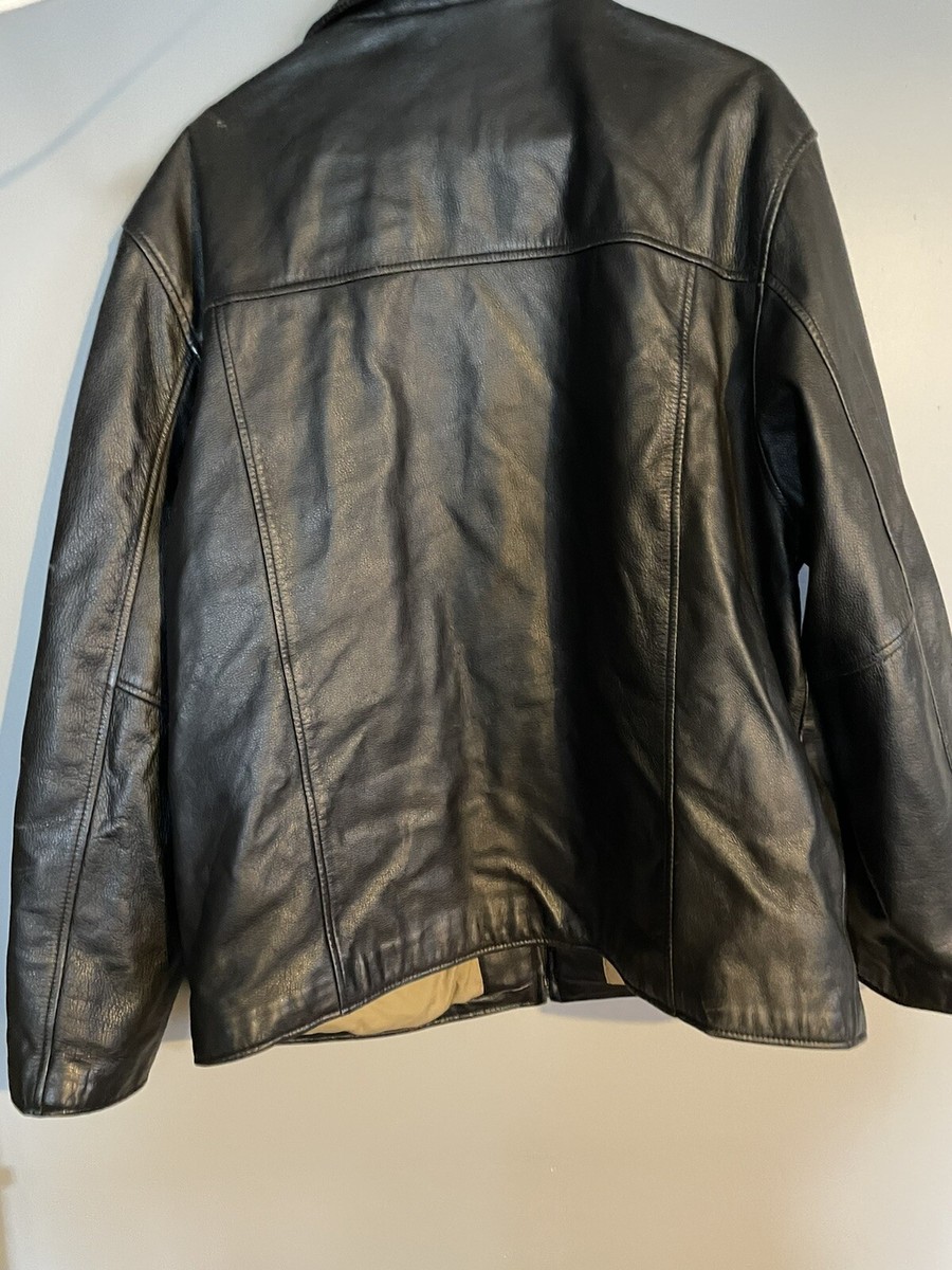 Vintage Dockers Mens's Black Cows Leather Jacket Size L | eBay