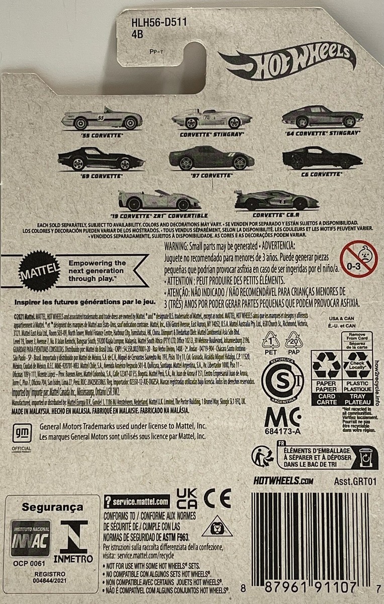 Voiture Miniature Hot Wheels 1/64 - Corvette ZR1 2019 Jaune - Série 70th Anniversary Mainline 2023 #7/8