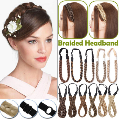 Brown Plaited Hair Band Braid Headband Real As Human Hair Piece Hair Extensions