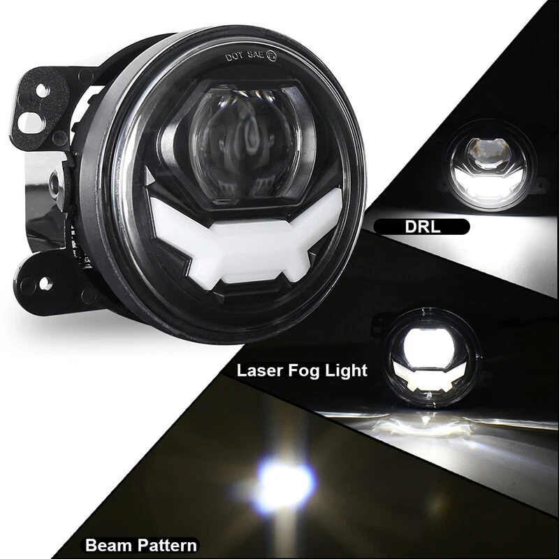Pair 4 Inch LED Front Bumper Driving Lamps Laser Fog Lights For Jeep Wrangler JK - Imagem 2 de 4