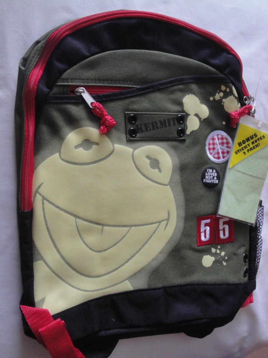 The Muppets Backpack Kermit The Frog Green NEW with Bonus Sticky Notes  Pack!