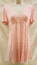 BILLABONG Junior’s DRESS~Small~Pink Floral Tie-Back Fluttery Sleeve Viscose EUC