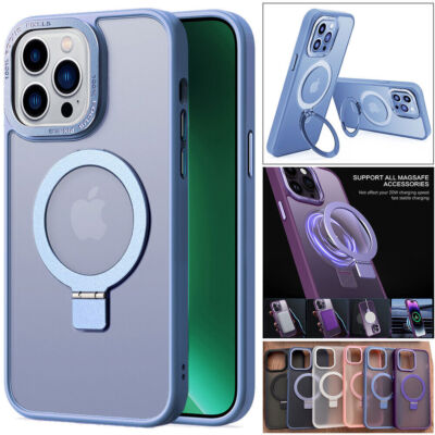 Magnetic Mag Safe Charging Hidden Kickstand Matte Case Cover For iPhone 12 13 14