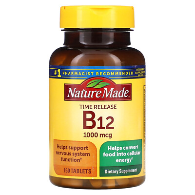 Nature Made B-12 Vitamin 1000 mcg 160 Tablets Gluten-Free, No Artificial
