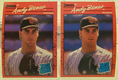 DOT/NO DOT ERROR (ERR) COMBO: 1990 DONRUSS BASEBALL #41(a) & (b) ANDY BENES (RC)