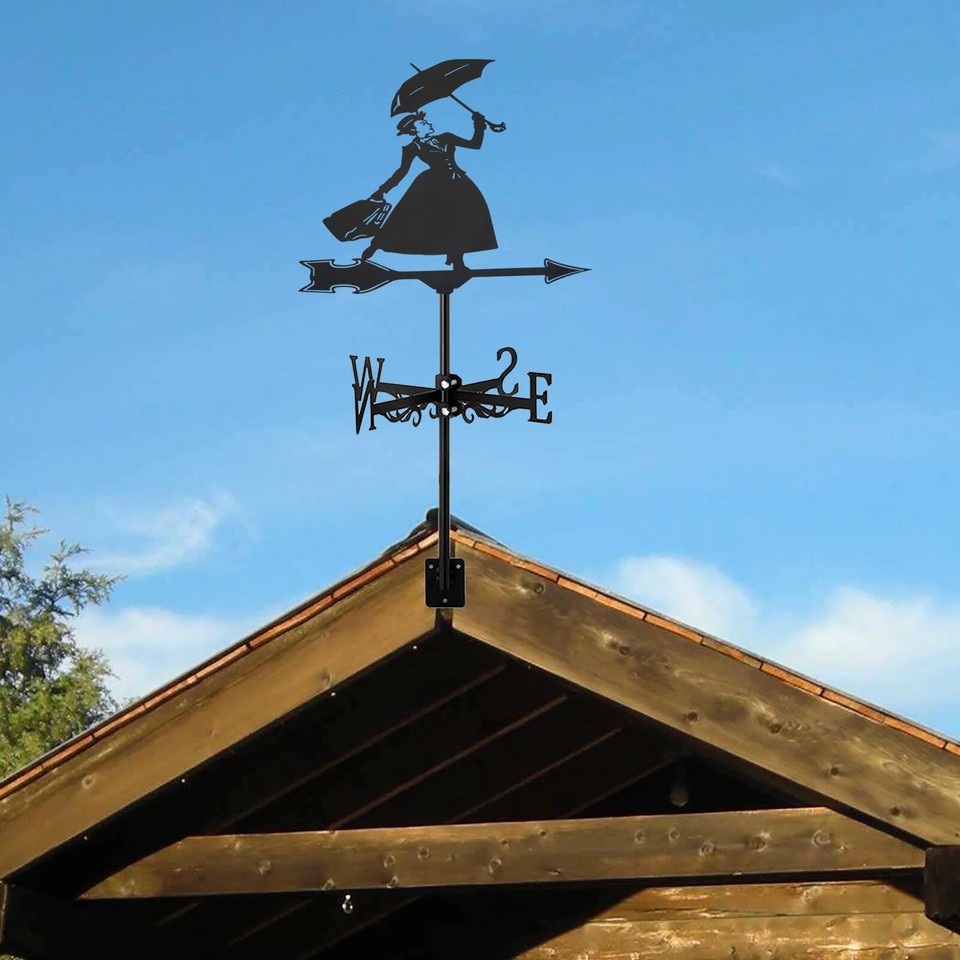 Lady and Umbrella Weathervane Outdoors Decorations Garden For Roof Yard