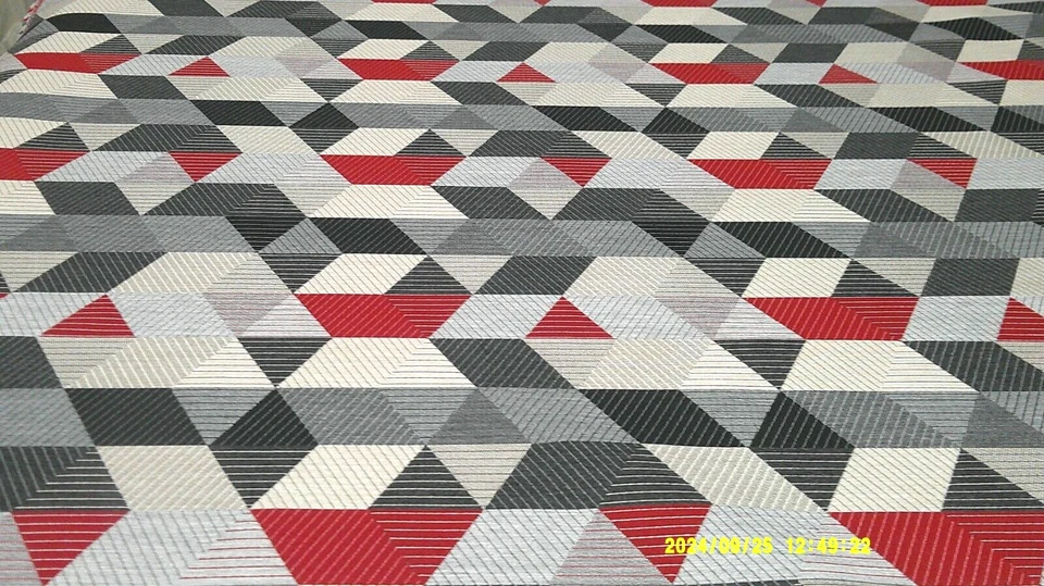 Carnegie Sunbrella“倾斜”商用级织物66192-14红色/灰色/奶油色重型 — 第 4/4 张图片