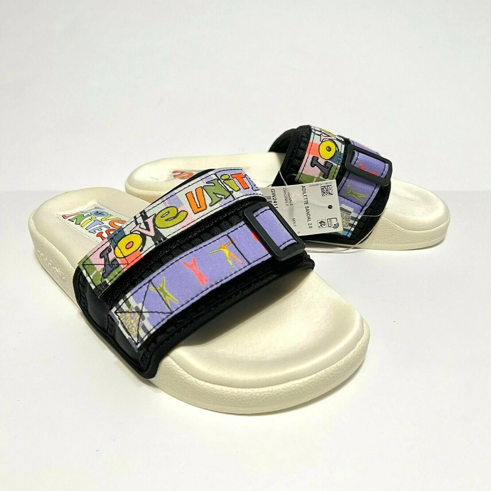 NUOVO Adidas Adilette Sandalo 2.0 Pride 2021 Slides Love Unites GW2411 M 5 W 6.5