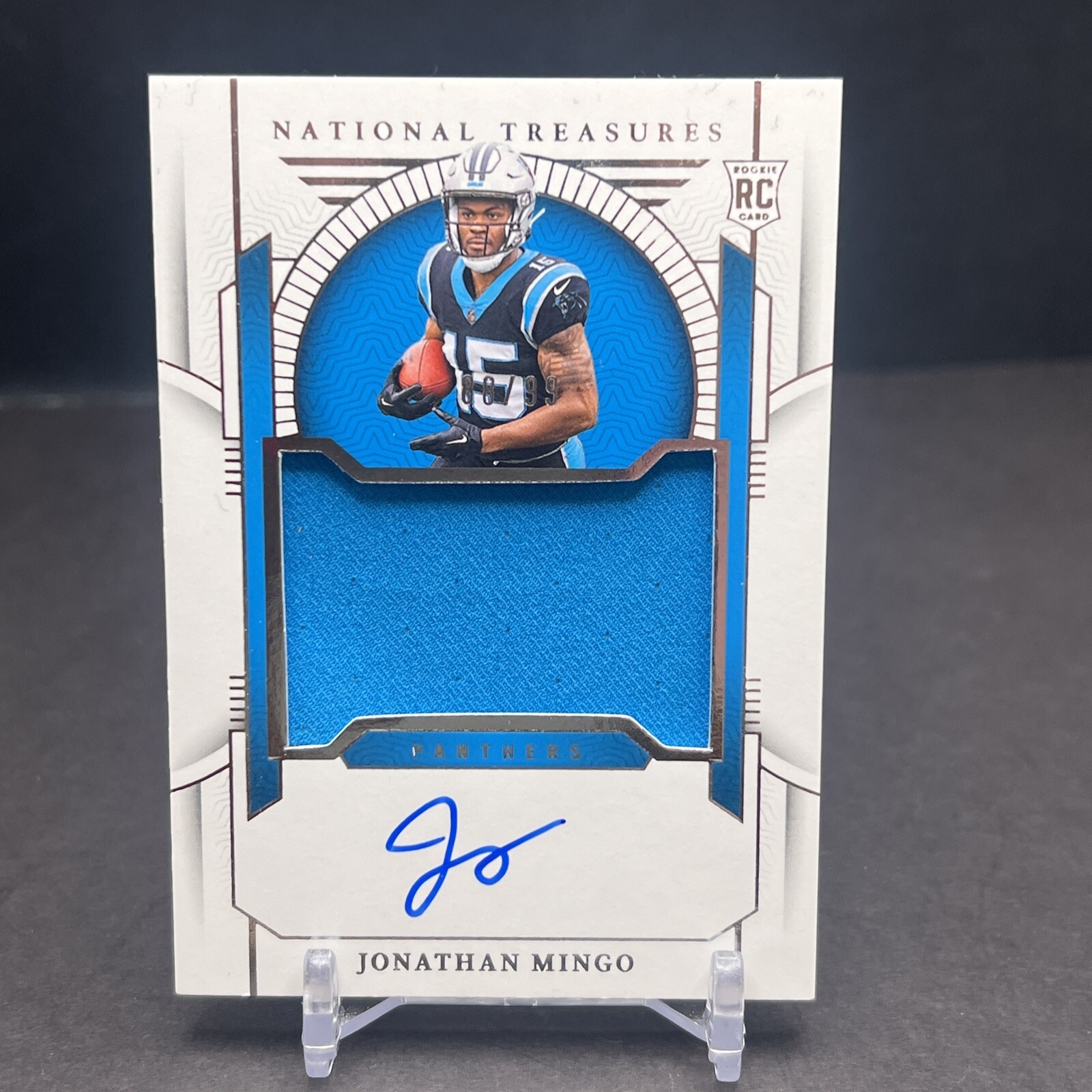 2023 National Treasures Jonathan Mingo #173 Rookie Patch AUTO 88/99 Panthers GS2