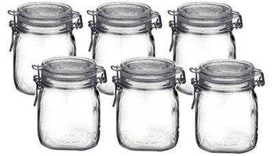 Bormioli Rocco Fido Clear Glass Jar with 85 mm Gasket.75 Liter (6 Pack)