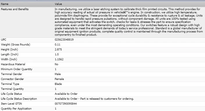 Interruptor de presión de aceite estándar para Chevrolet Impala 2014 Foto 2 de 4