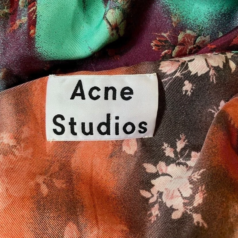 Abito midi Acne Studios Clemente in seta botanica con slip asimmetrico taglia 32 XXS 0