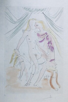 Salvador Dali : Mars Venus Cupid Hand Signed Etching Lovers Mythology Gods Art