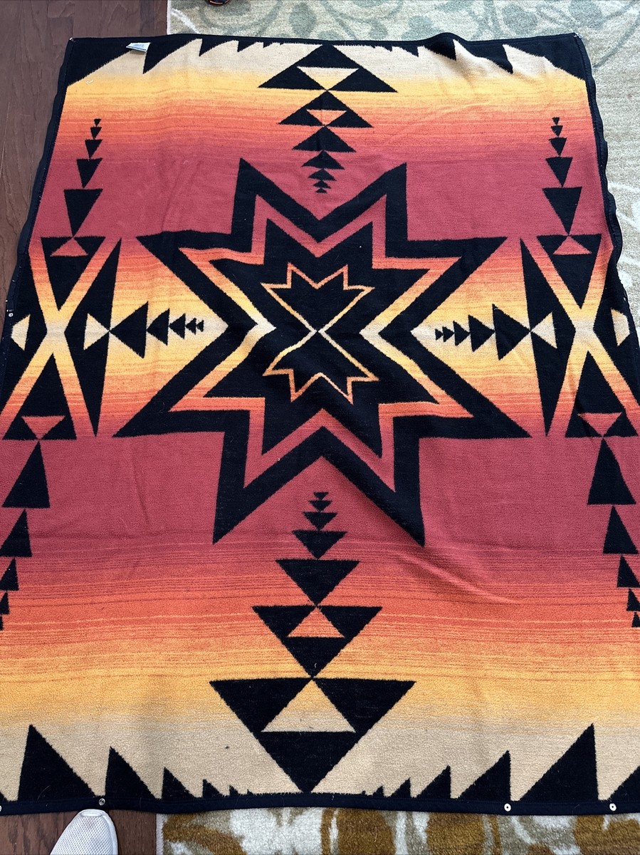 Vtg USA Orion Biederlack Blanket Native Southwest Snap Zip Sleeping Bag  Throw