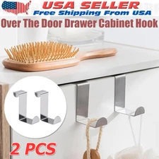 2x Door Hook Hanger Kitchen Coat Wall Storage Over Hanging Towel Hooks Bathroom