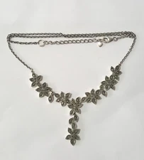 Fully Hallmarked Marcasites Art Nouveau Links Belcher Necklace 925 Silver #20652