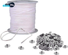 Braided Candle Wick Spool with Base Set 200 Ft Cotton Candle String Roll 300Pcs.
