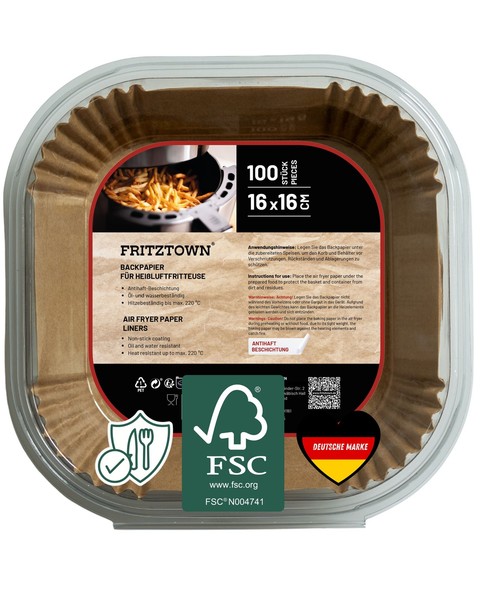 100X Backpapier Air Fryer Papier FüR HeißLuftfritteuse 16 X 16Cm Fritztown®-image