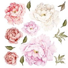 Wall Decals Peony Floral Peel and Stick Vintage Modern Room Decor 1 Piece