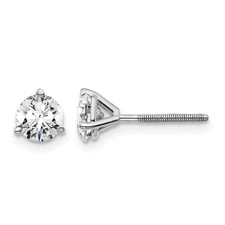 14k White Gold 1 Ct Round Lab Grown Diamond VS/SI+ G+ Screwback Stud Earrings