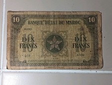 1943 MARCO (MOROCCO) 10 FRANCS  PAPER MONENY 