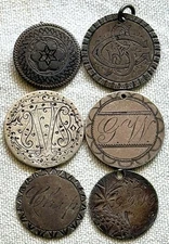 (6) Silver LOVE TOKENS on 1854–1887 Seated Liberty Dimes & Half Dimes - Q66