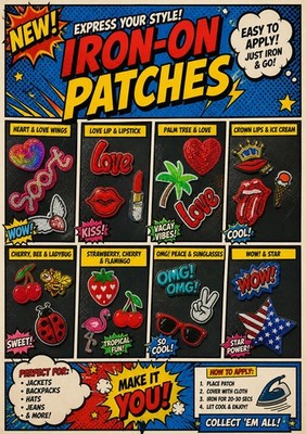 Iron on Patches Variety all brand new and carded Fun Flirty Exotic and more!