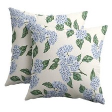 Square Blue Hydrangea Flower Pillow 18" x 18" Pack of 2 Spring-blue Hydrangea